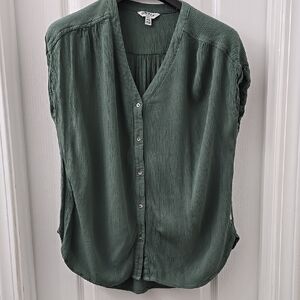 Olive Green Button-Up Women's Top